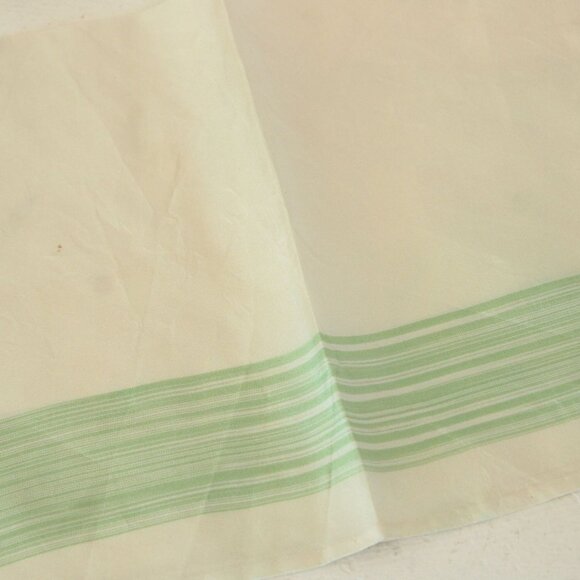 Vintage 1950s Handkerchief, Cream with Green Striped Border - Picture 3 of 10